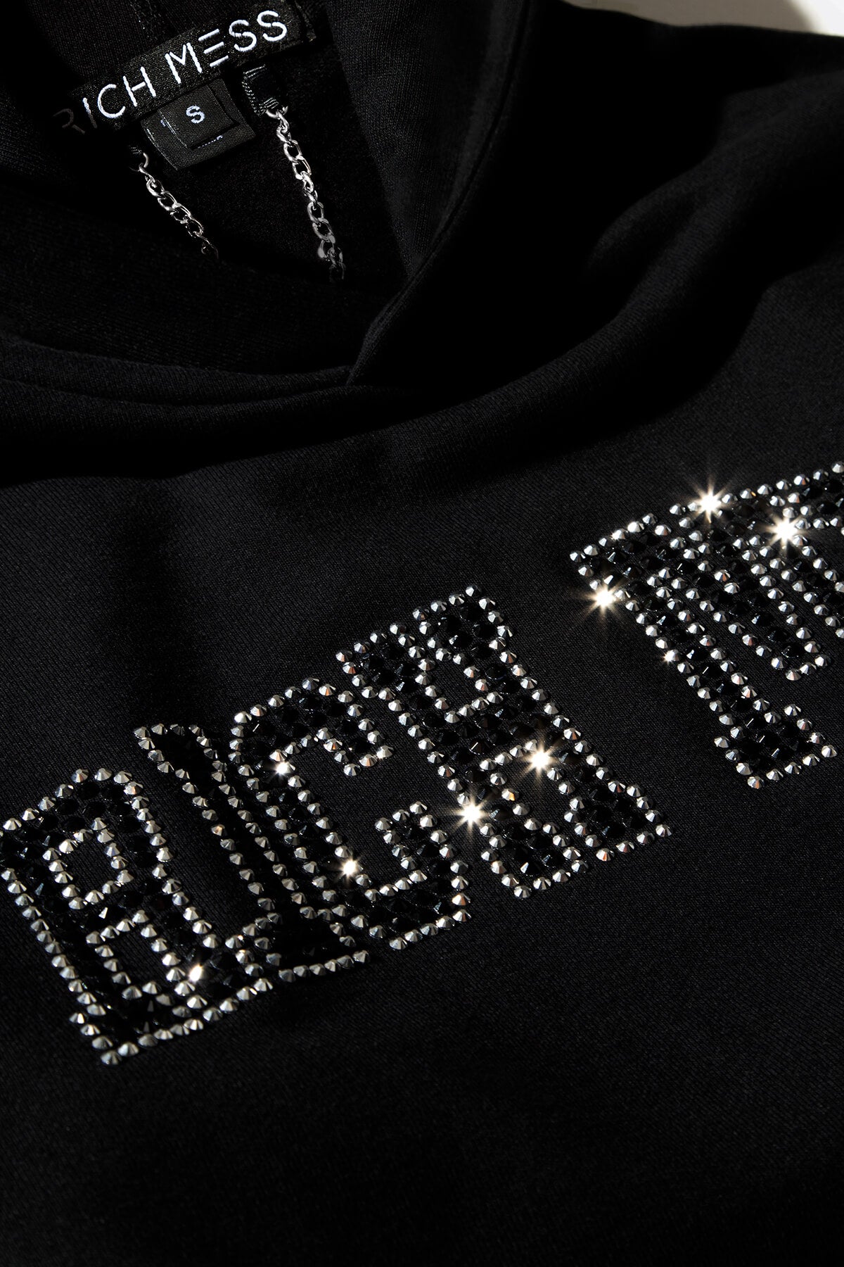 Rhinestone Hooded Sweatshirt - RICH MESS