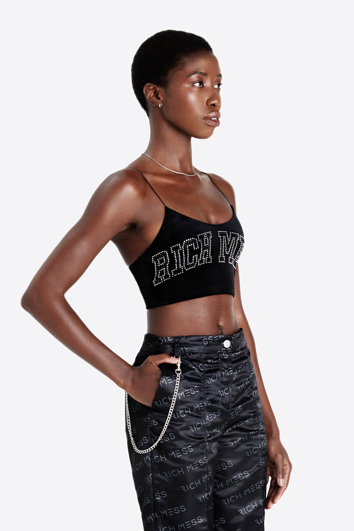 Rhinestone Crop Top - RICH MESS