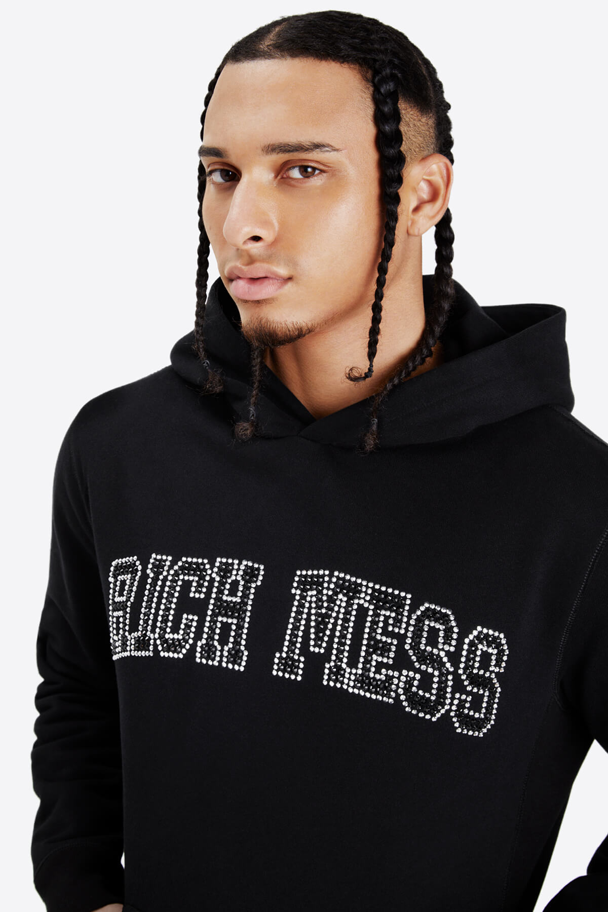 Rhinestone Hooded Sweatshirt - RICH MESS