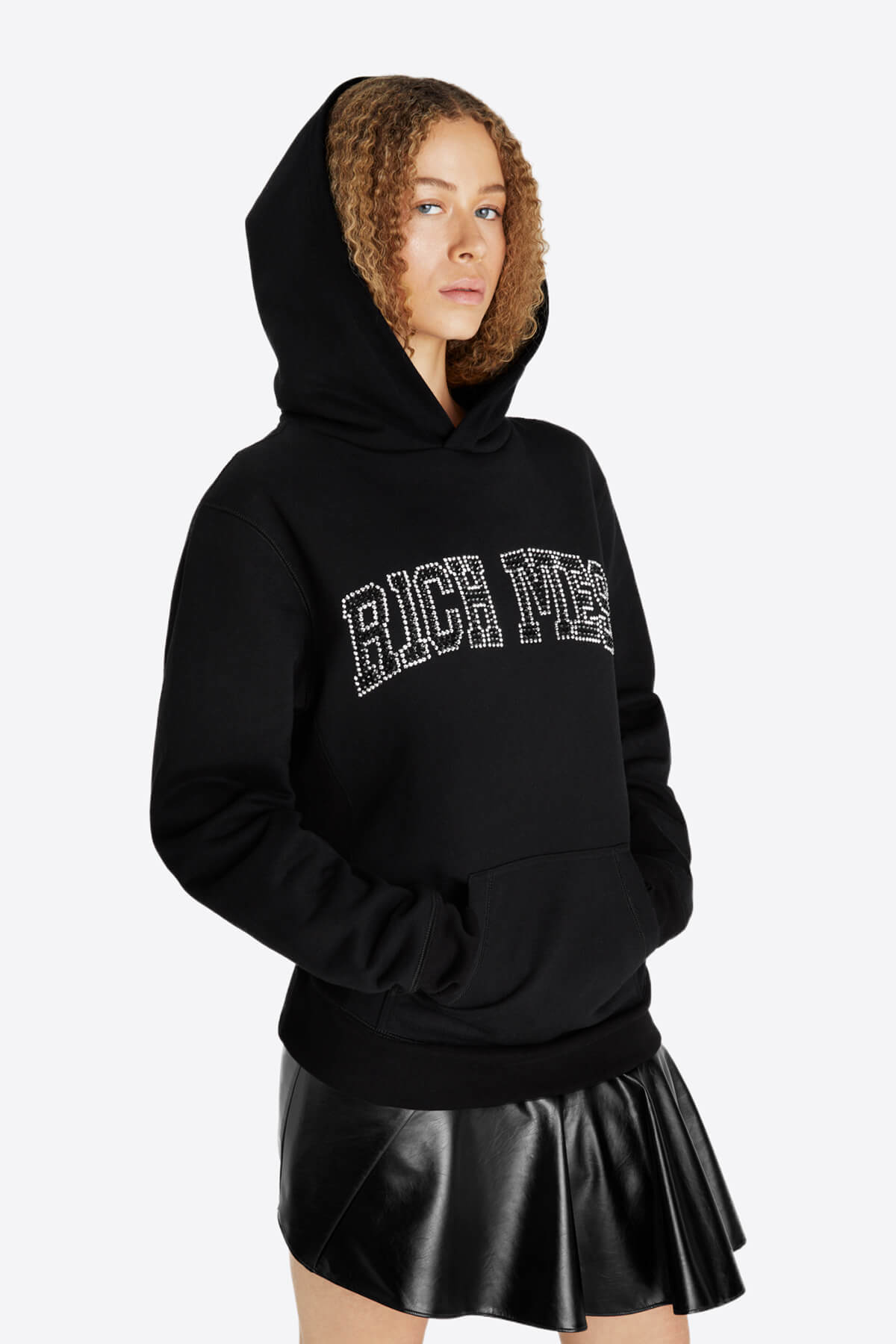 Rhinestone Hooded Sweatshirt - RICH MESS