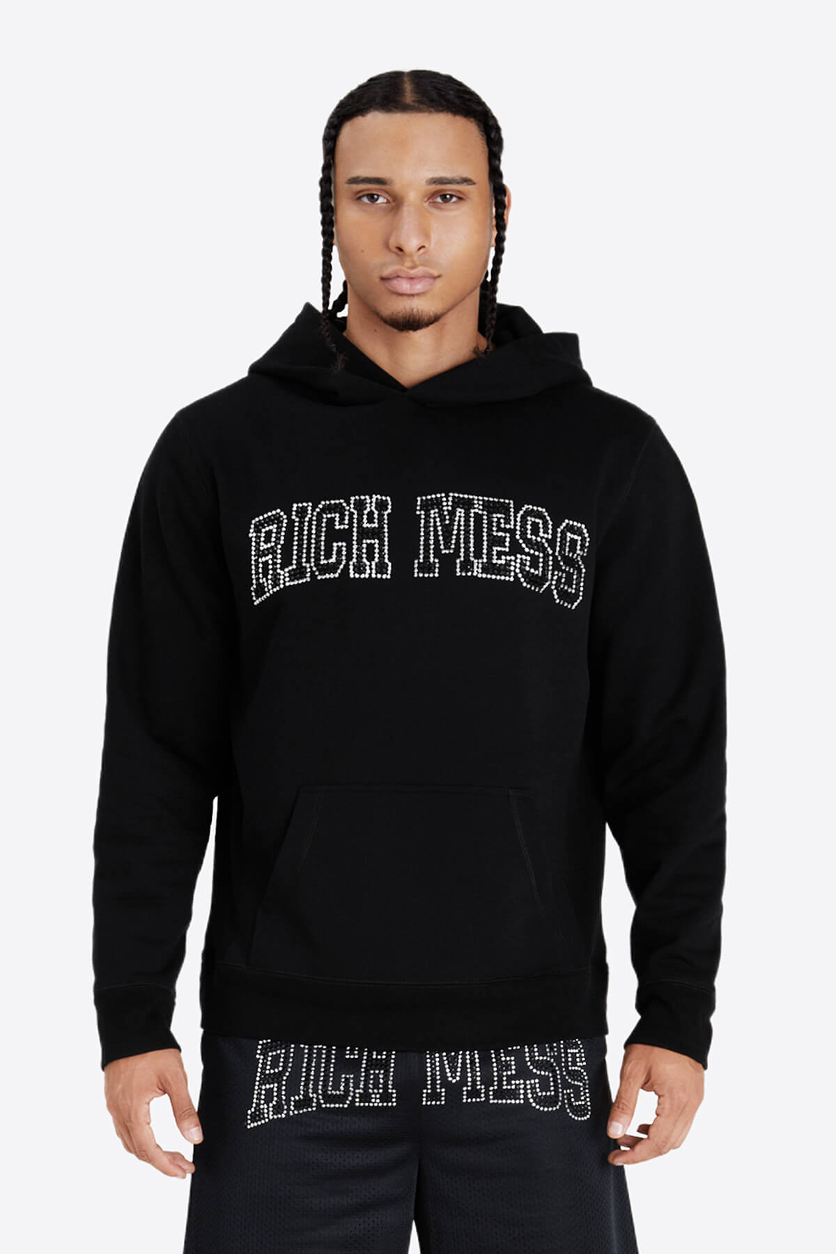 Rhinestone Hooded Sweatshirt - RICH MESS
